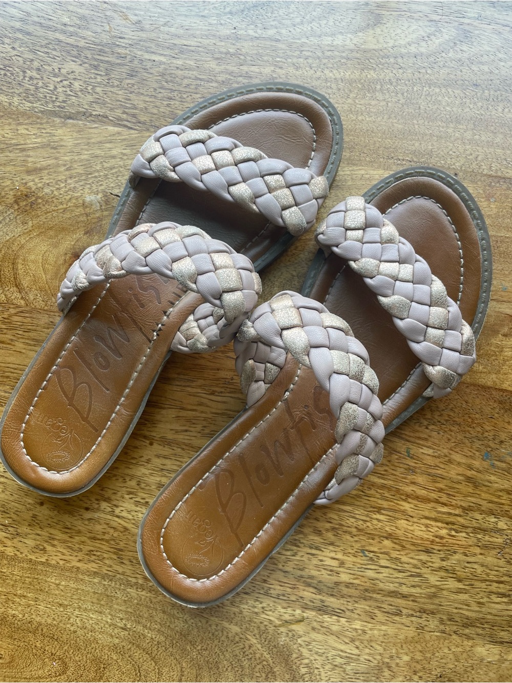 Pink and Gold Braided Double-Strap Slide Sandals - Blowfish - Picture 1 of 6